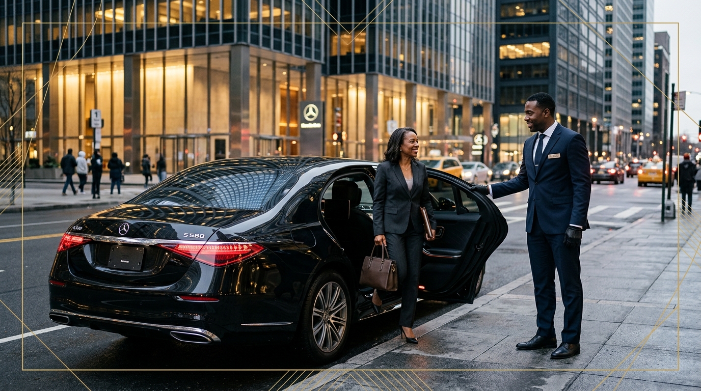 Carpilot Professional Executive Driver holding luxury vehicle door
